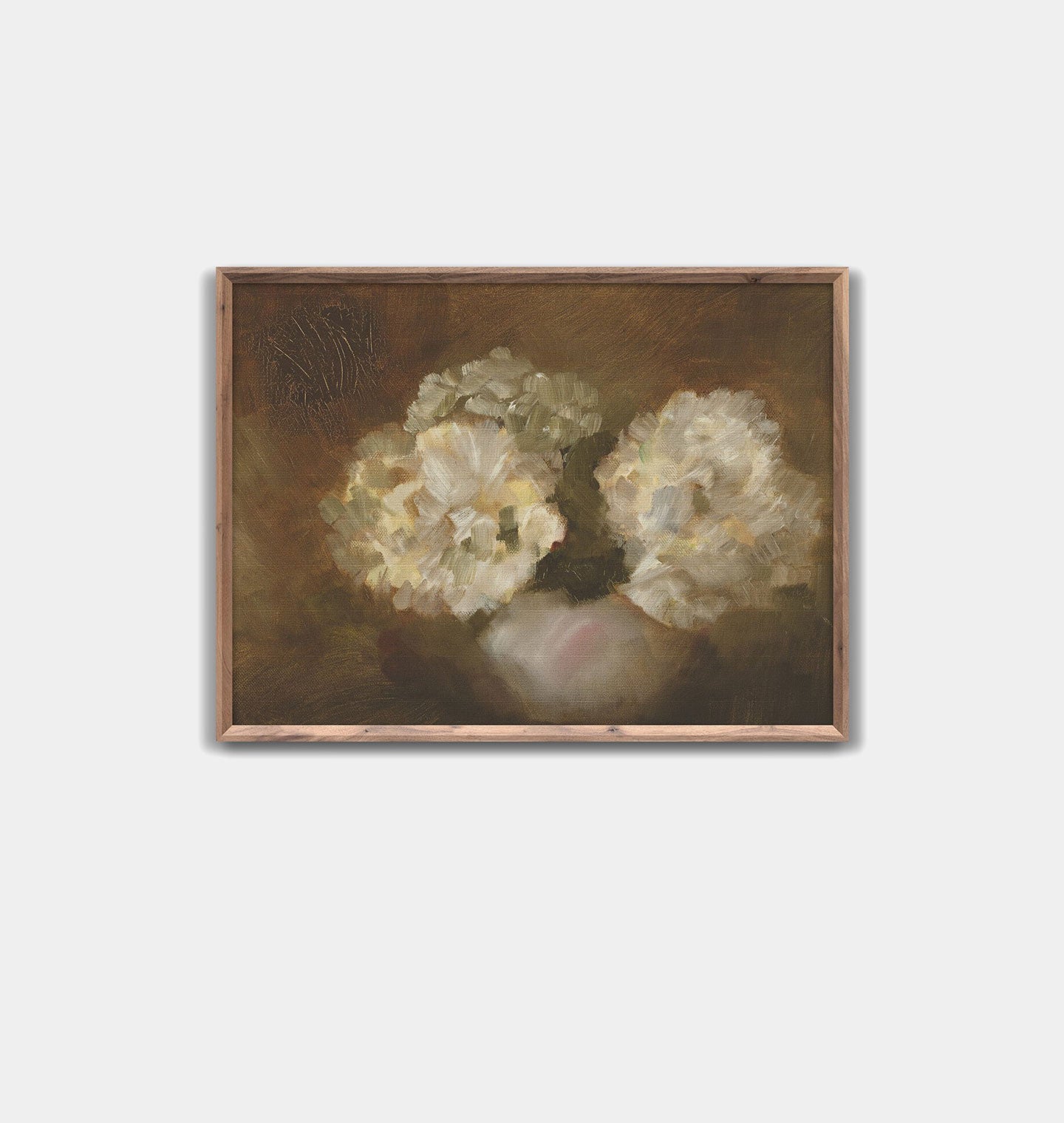 Hydrangeas by Jess Engle Framed Print Rustic Walnut