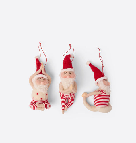 Santa Yoga Trio Ornaments S/3
