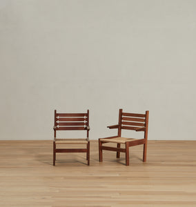 Vintage Mid-Century Cord Armchairs S/2