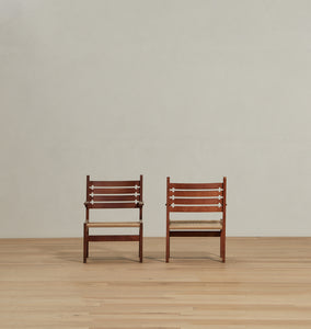 Vintage Mid-Century Cord Armchairs S/2