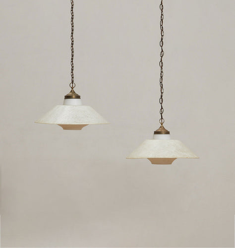 Vintage Mid-Century Opaline Glass Pendant Lights S/2