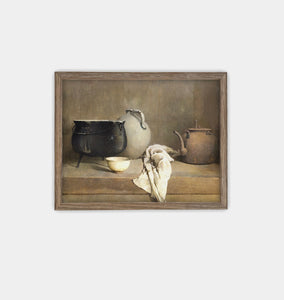 Kitchen Still Life Framed Print Brown