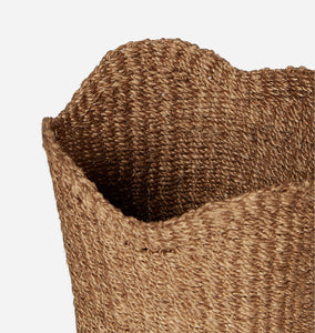 Handwoven Scallop Tabletop Basket Tan