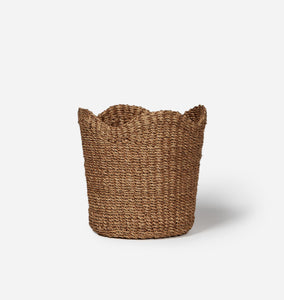 Handwoven Scallop Tabletop Basket Tan