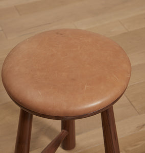 Lina Upholstered Counter Stool Walnut Marron Floor Model