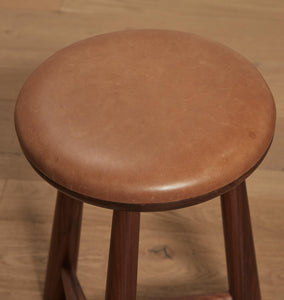 Lina Upholstered Counter Stool Walnut Marron Floor Model