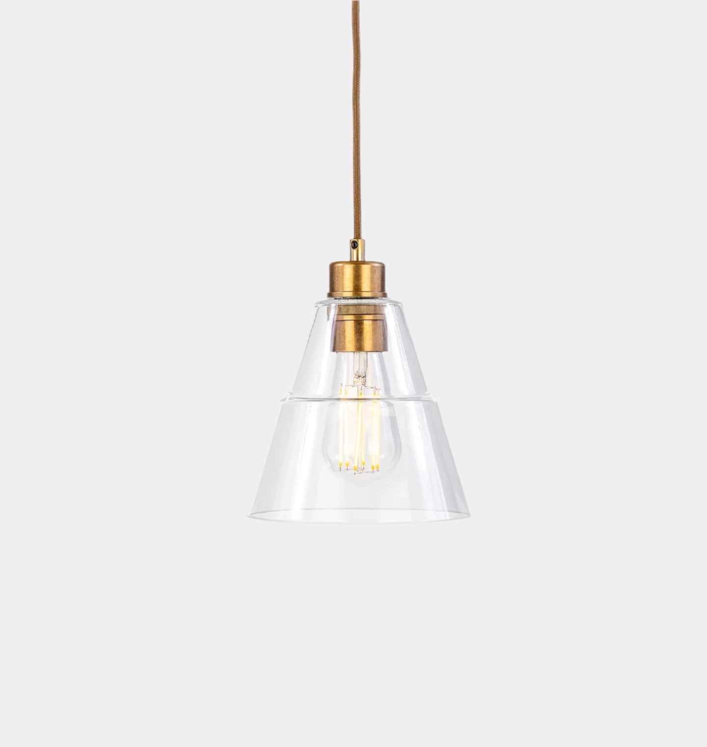 Lyx Clear Glass Cone Pendant Light Antique Brass