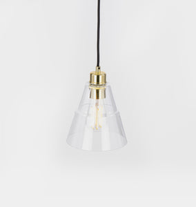 Lyx Clear Glass Cone Pendant Light Polished Brass