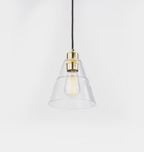 Lyx Clear Glass Cone Pendant Light Polished Brass