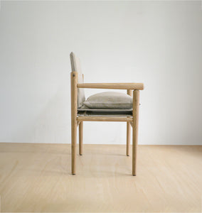 Montauk Hemp Linen Dining Chair Wooden Arm