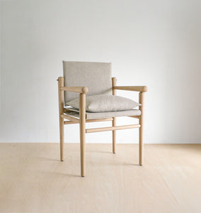 Montauk Hemp Linen Dining Chair Wooden Arm