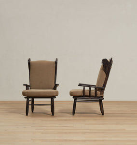 Antique Upholstered Armchair S/2 c.1960