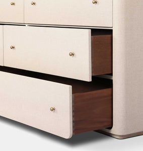 Paula 6 Drawer Dresser Beige Painted Linen