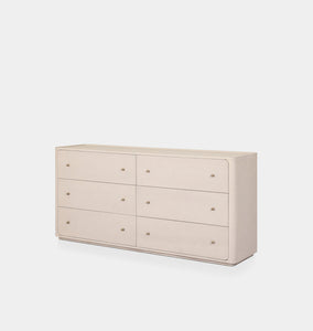 Paula 6 Drawer Dresser Beige Painted Linen