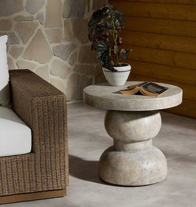 Rivero Outdoor End Table Aged Fog Concrete