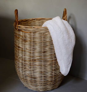 Hand-Woven Rattan Basket w/ Handles