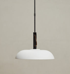 Cyrus 19" Pendant in Bronze / White Glass Floor Model