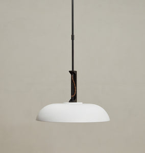 Cyrus 19" Pendant in Bronze / White Glass Floor Model