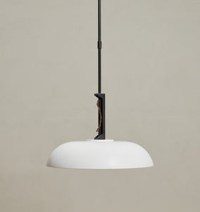 Cyrus 19" Pendant in Bronze / White Glass Floor Model