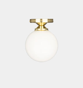 Yaounde Opal Globe Flush Ceiling Light Polished Brass