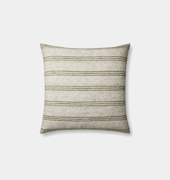 Zephyr Pillow 22'' x 22'' Ivory / Olive | Shoppe Amber Interiors
