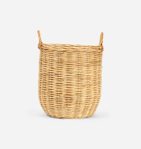 Hand-Woven Rattan Basket w/ Handles