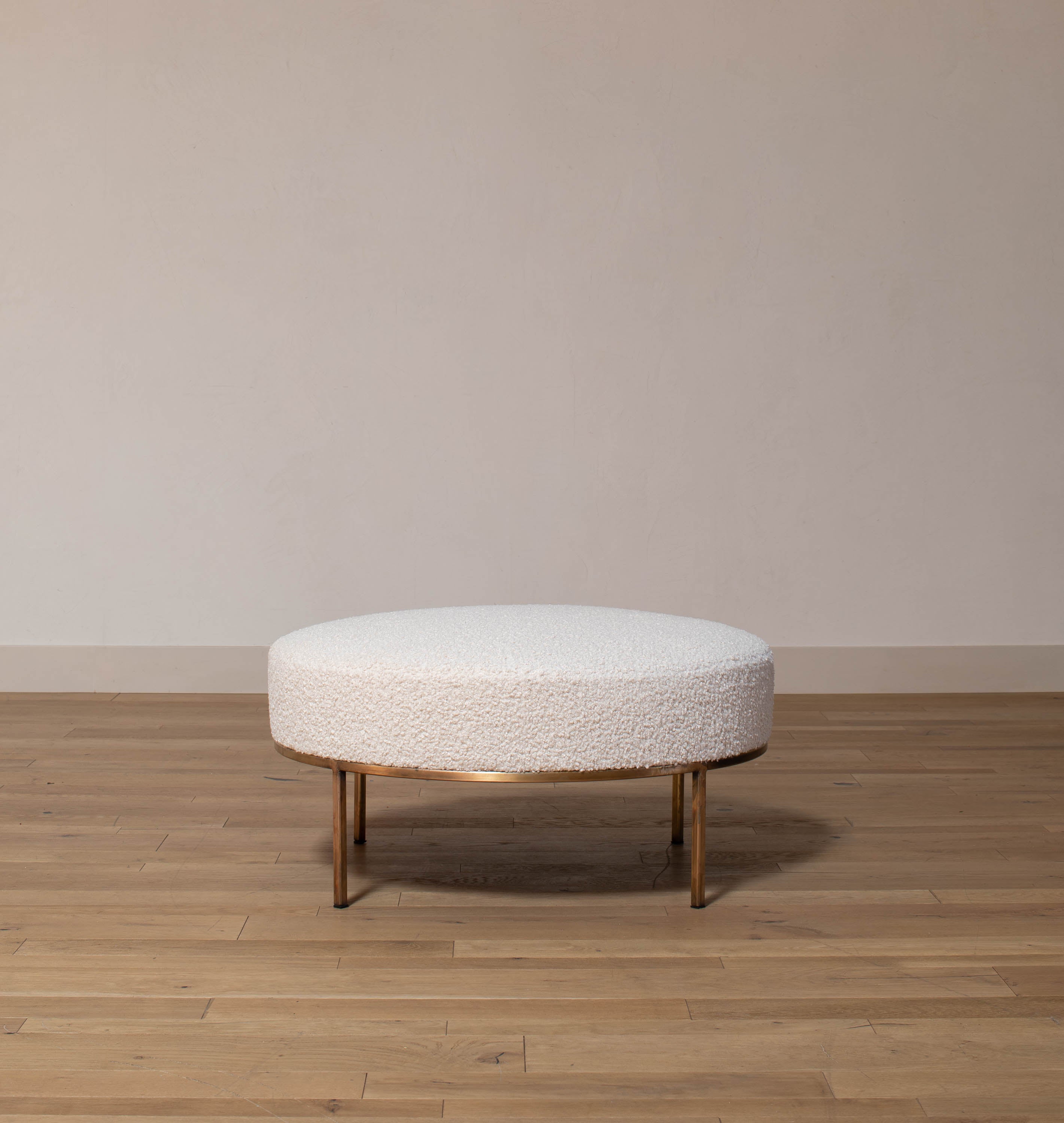 Chautauqua Round Ottoman Bone Boucle