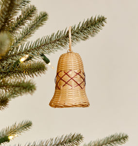 Woven Bamboo Bell Ornament Closed Weave