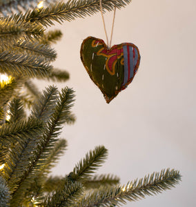 Recycled Fabric Ornament Heart