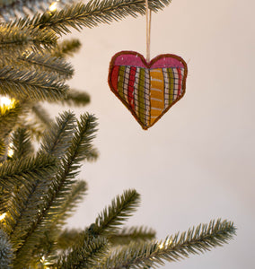 Recycled Fabric Ornament Heart