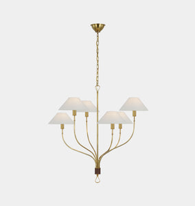 Griffin Large Staggered Tail Chandelier Brass Saddle