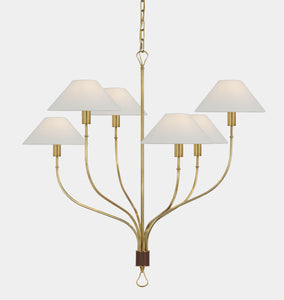 Griffin Large Staggered Tail Chandelier Brass Saddle