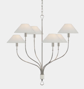 Griffin Large Staggered Tail Chandelier Nickel Parchment