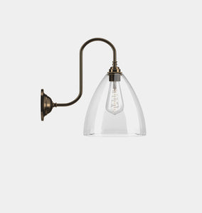 Ledbury Wall Sconce Antique Brass Clear Large