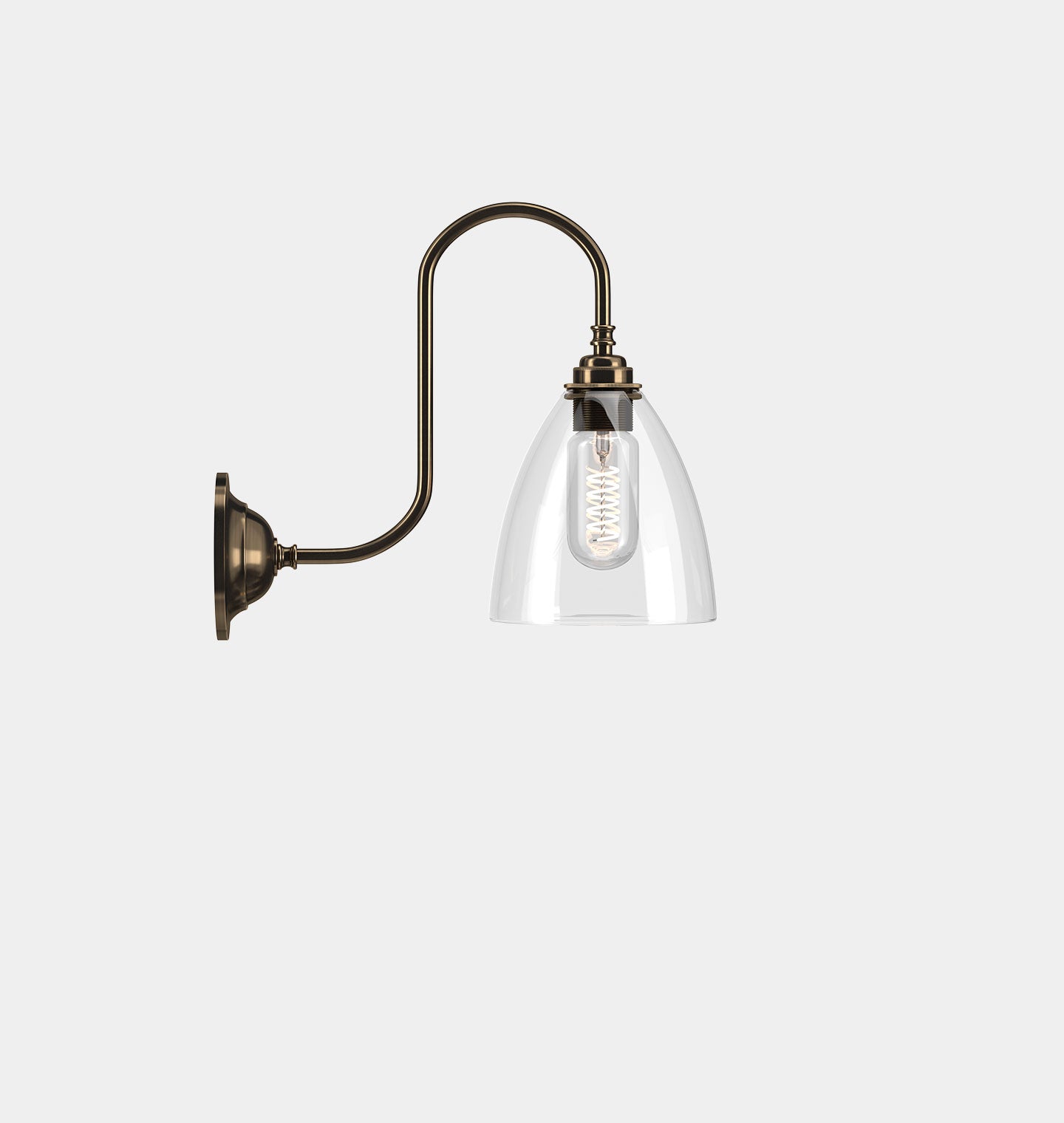 Ledbury Wall Sconce Antique Brass Clear Medium