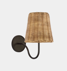 Lyndsie Small Sconce Aged Iron Natural Wicker