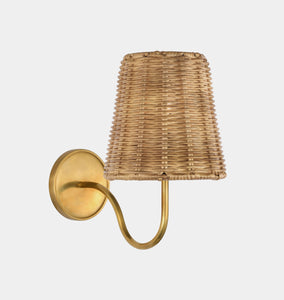 Lyndsie Small Sconce Antique Brass Natural Wicker
