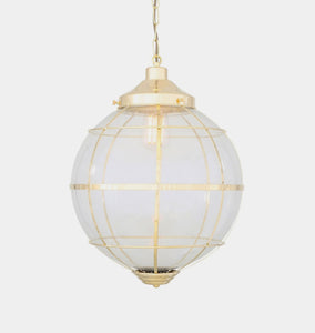Henlow Glass Globe Pendant Light with Brass Cage | Shoppe Amber Interiors
