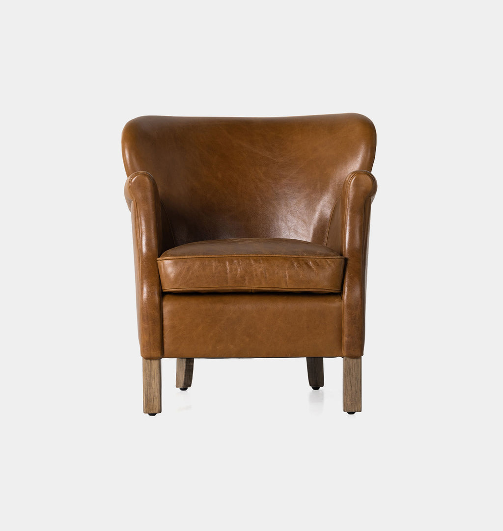 Sepia Faux Leather Mid Century Accent Chair - 25.78\, image size:1024x1081