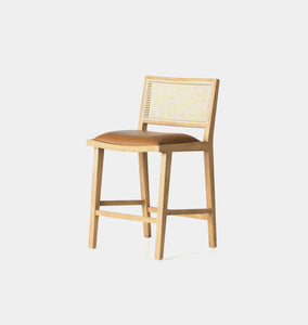 Rivers Cane and Leather Counter Stool