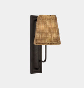 Rui Sconce Aged Iron Natural Wicker