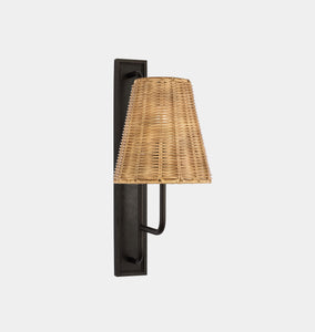 Rui Tall Sconce Aged Iron Natural Wicker