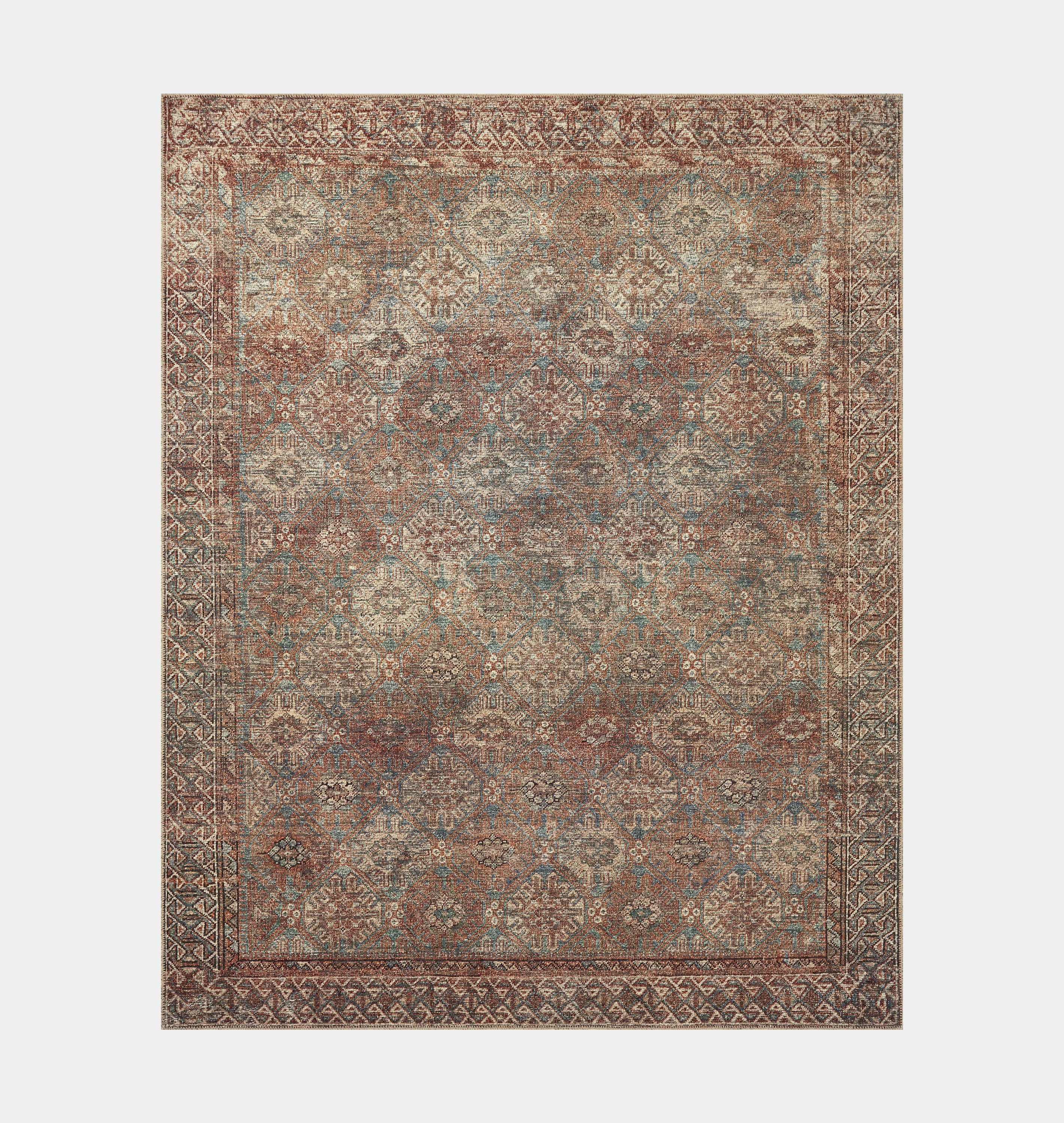 Billie BIL-04 Aqua / Rust Area Rug | Shoppe Amber Interiors